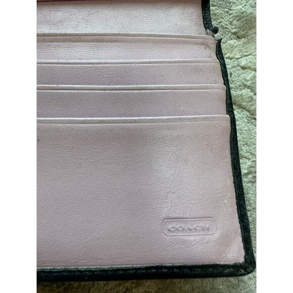 Coach Black Leather Trifold Wallet with Pink Interior & Zip Pocket – 7.5” x 4” - Picture 8 of 8